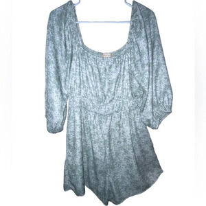Altar'd State Floral Romper Lined Light Green Women’s Size Large Spring Bohemian